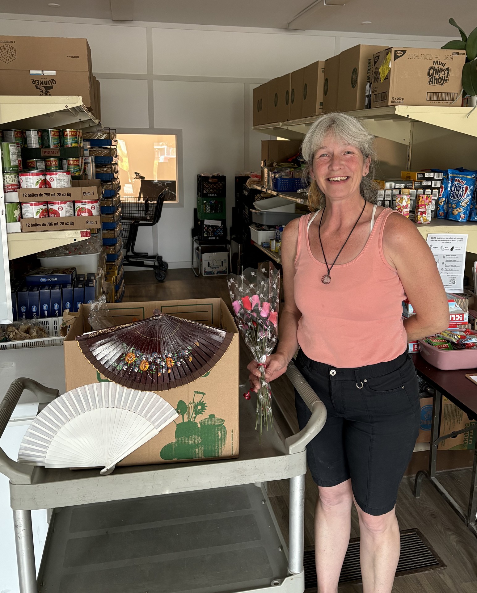 Maryse at the food bank feeds our friends